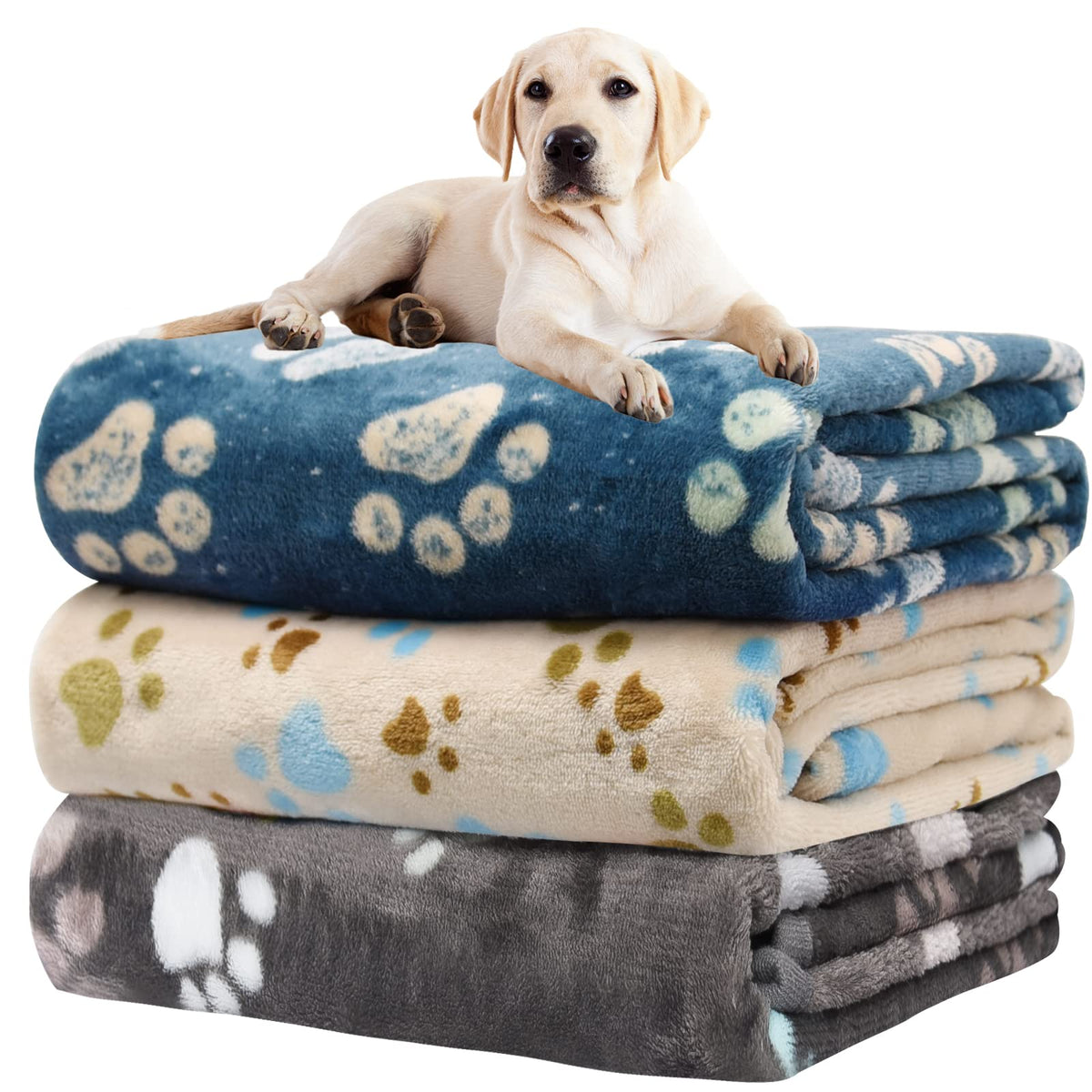 Rezutan 3 Pack Premium Soft Dog Blanket for Medium Dogs Puppy & Cat