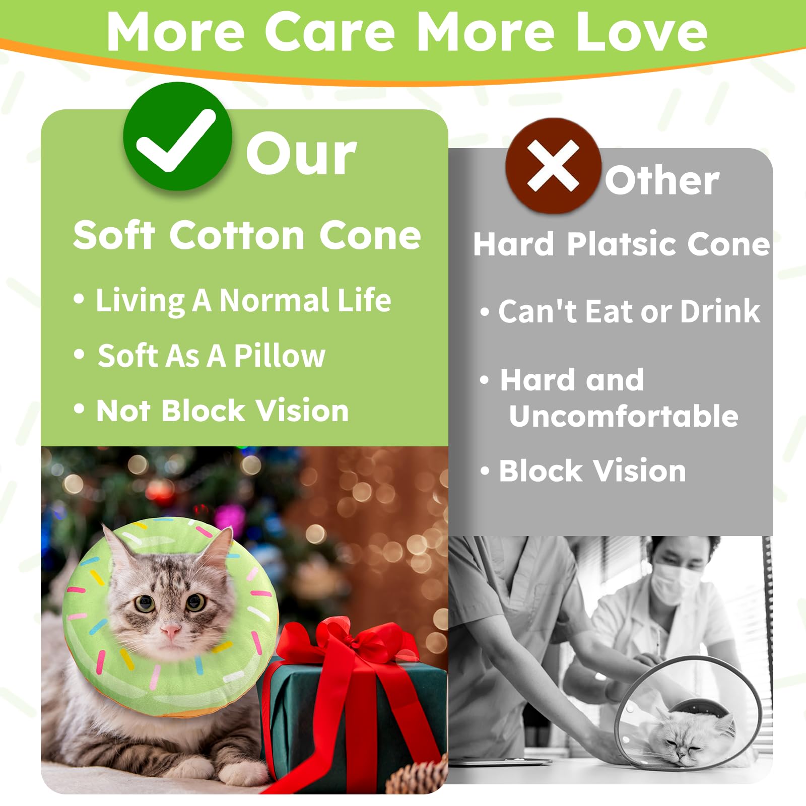 Hpetppy Cat Cone Collar Soft, Cat Recovery Collar for Wound Healing Cute Donut Adjustable Kitten Cones to Stop Licking Comfortable Lightweight Neck Elizabethan Collars for Kittens After Surgery