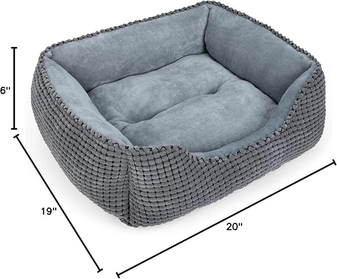 MIXJOY Dog Beds for Medium Dogs Washable, Rectangle Pet Bed Medium Size Dog, Orthopedic Sleeping Pet Sofa Bed, Soft Calming Cat Beds for Indoor Cats, Anti-Slip Bottom with Multiple Size (25'', Grey)