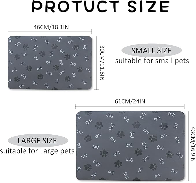 Pet Cat Dog Food Mat Non Slip Mat for Dog Water Bowl Mat Quick Dry Absorbent Cat Feeding Mat, 32 * 17 in, Green