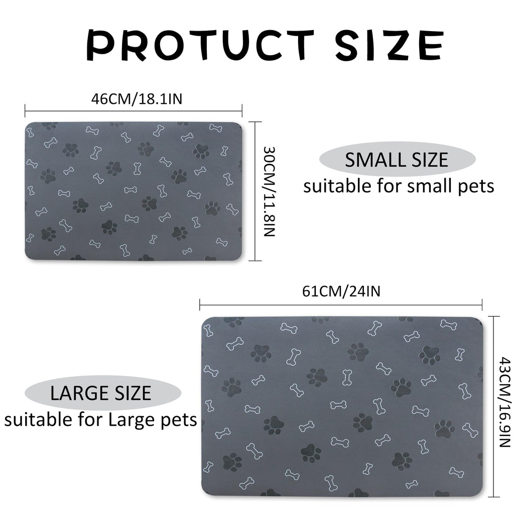 Pet Cat Dog Food Mat Non Slip Mat for Dog Water Bowl Mat Quick Dry Absorbent Cat Feeding Mat, 18.1 * 11.8 in, Dark Grey