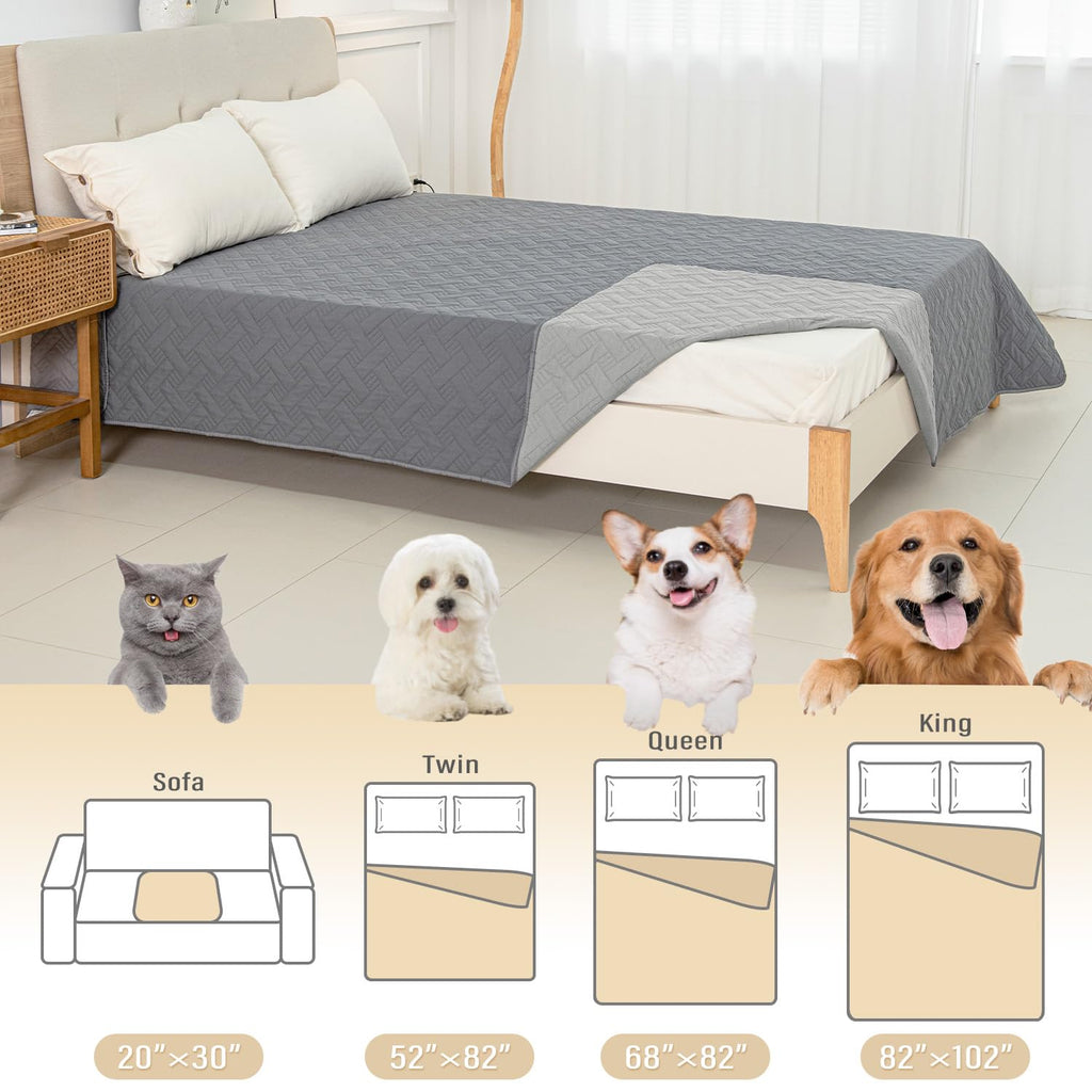 BOCTOPUG Dog Bed Cover for Pets Blankets Rug Pads for Couch Protection Waterproof Bed Covers Dog Blanket Furniture Protector Reusable Changing Pad (Dark Grey+Light Grey, 40"x60")