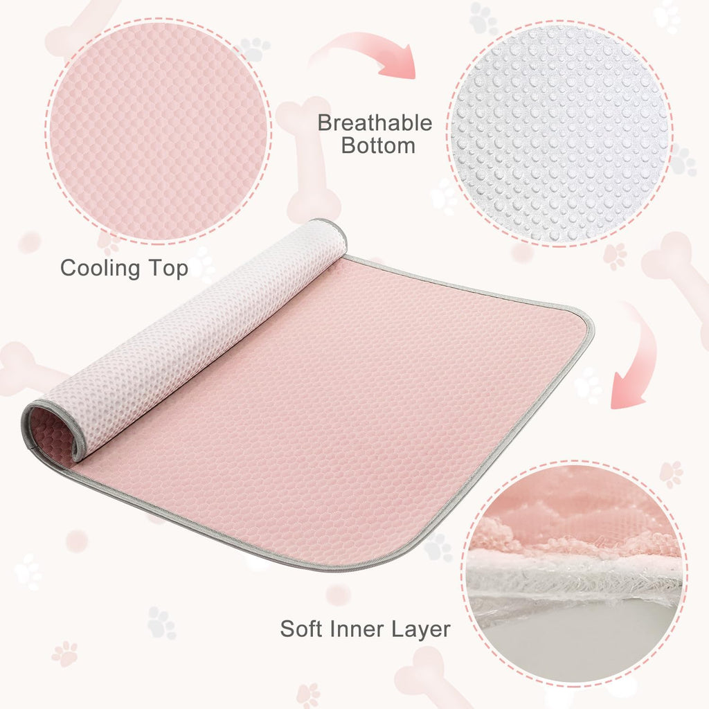 Summer Dog Cooling Mat Washable Ice Silk Self Cool Pad for Small Medium Large Dogs and Cats, Pet Sleeping Pad for Crate, Bed, Indoor & Outdoor Floor, Car Seats