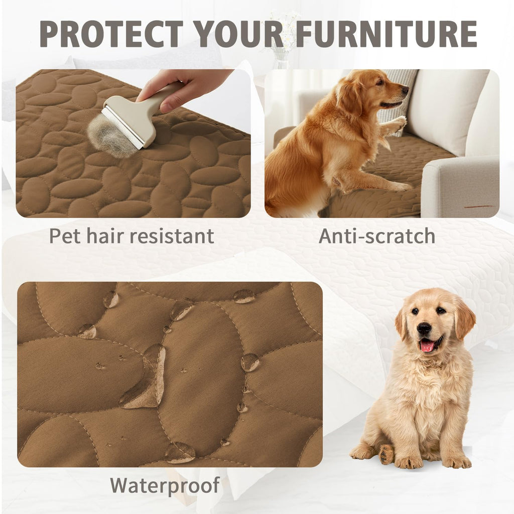 Ameritex Waterproof Pet Bed Cover Anti-Slip Dog Bed Blanket for Sofa and Furniture Waterproof New Pattern Design (Camel, 30x80 Inch (Pack of 1))