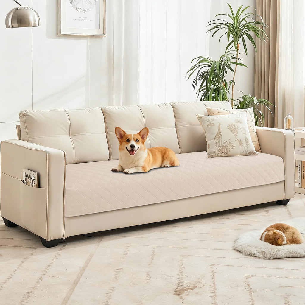 CYCMACO Waterproof Couch Covers for Pets, Waterproof Dog Bed Cover, Anti-Slip Soft Dog Blankets, Couch Cover for Dogs Washable, Pet Blanket for Puppy Large Dogs Cat (68x82 Inch, Beige)