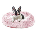 JOLLYVOGUE Calming Dog Bed Medium Size Dog, Anti-Anxiety Donut Medium Pet Bed, 27 inches Fluffy Faux Fur Round Cat Bed (Smoke Pink)