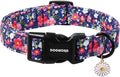 DOGWONG Blue Flower Dog Collar, Cute Adjustable Floral Collar, Girl Female Dog Collar with Strong Plastic Buckle for Small Medium Large Dogs,L