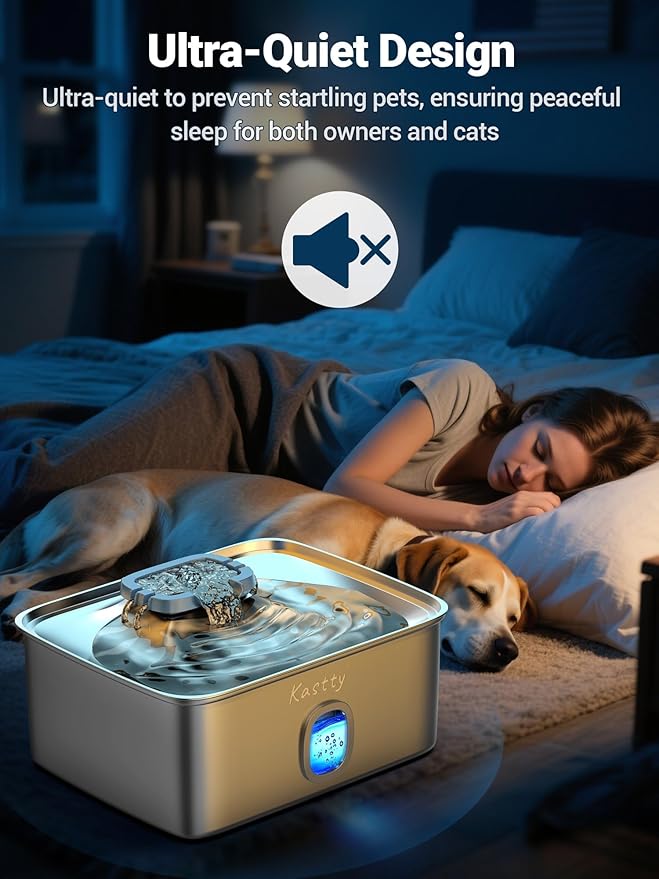 Kastty 4 Gal/15L Stainless Steel Dog Water Fountain for Large Dogs