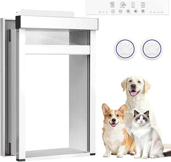 Automatic Dog Door for Door,Smart Dog Door with Doorbell Active,No Collar