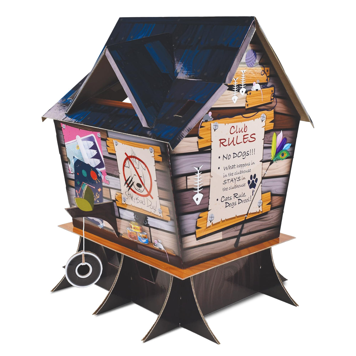 HappyCat Tree House Cat Scratcher House - Natural-Themed Cardboard Cat Playhouse, Scratch Panels, Spacious Interior & Scratch Surfaces - Sturdy Indoor Cat Activity Center