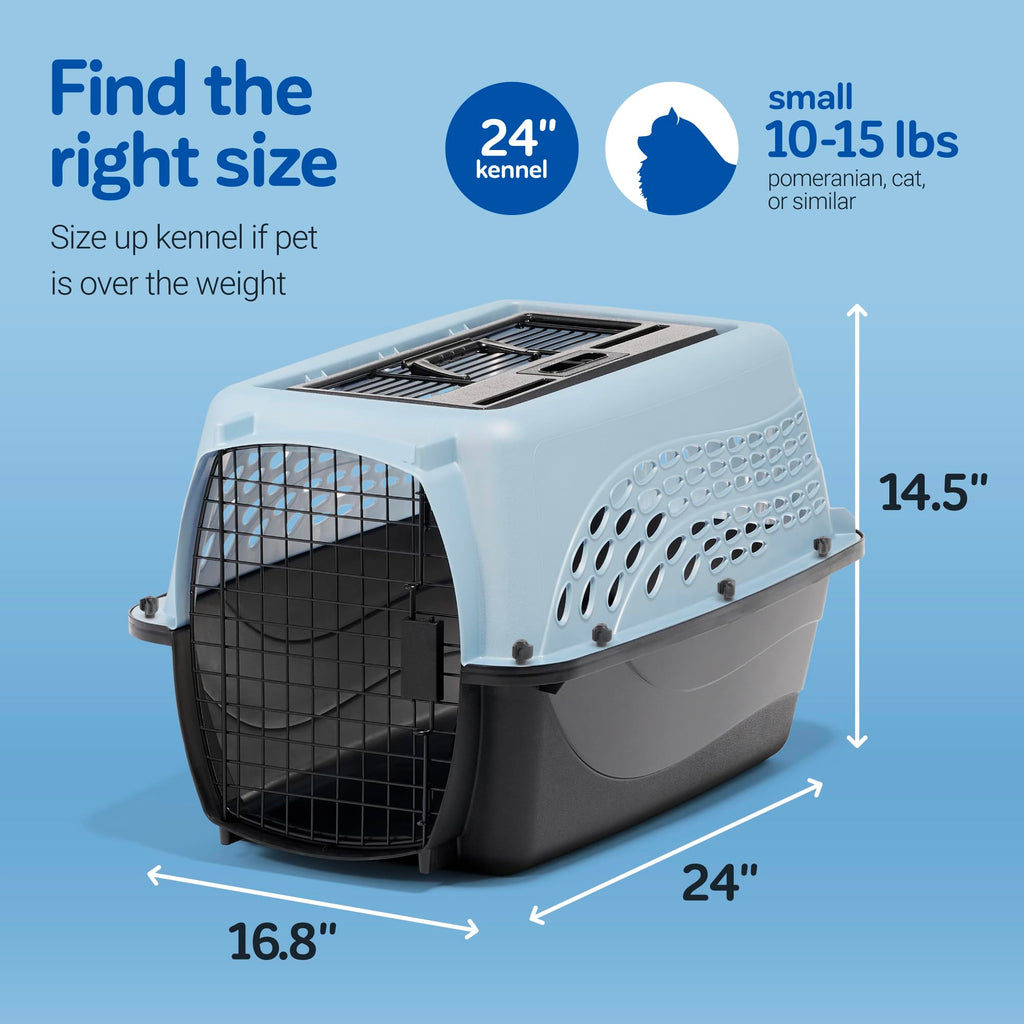 Petmate Dog Crates for Small Dogs & Cat Carriers, Two-Door Plastic Pet Kennel, Top & Front Loading, Made in USA, 24" For Pets Up To 15 lb, Pearl Tan