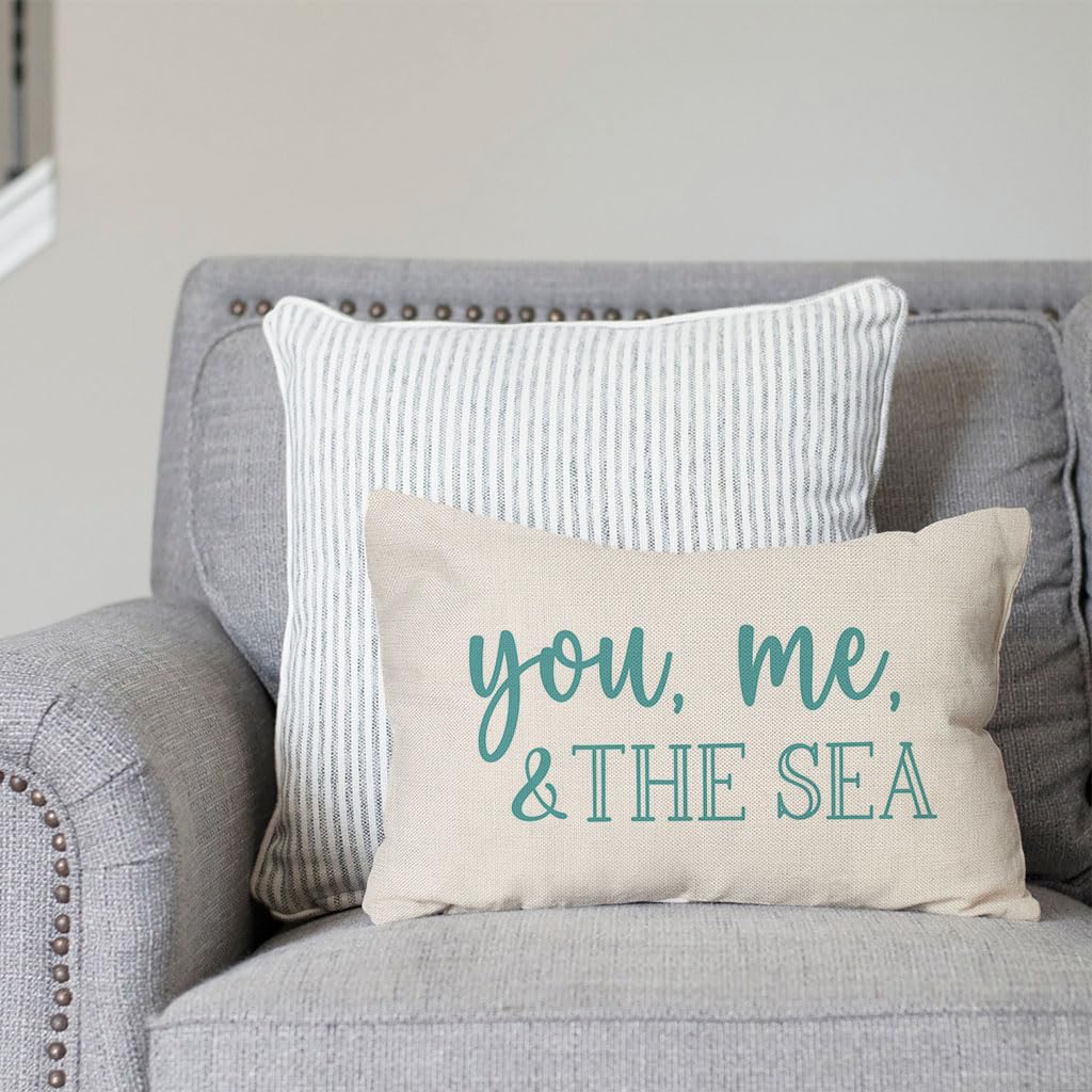 PANDICORN Summer Beach Throw Pillow Covers 12x20 Inch, You Me and The Sea