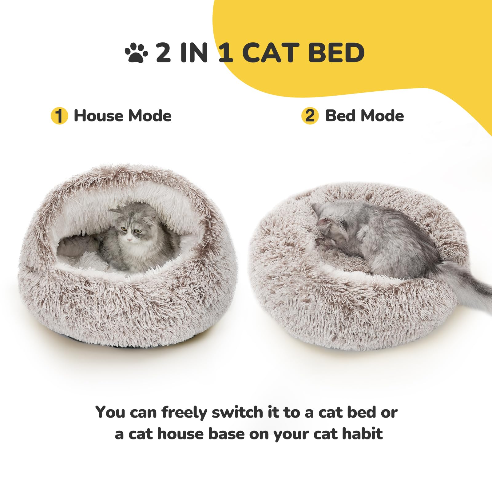 CATISM Cat Bed Hooded Cat Beds for Indoor Cats Covered Cat Beds