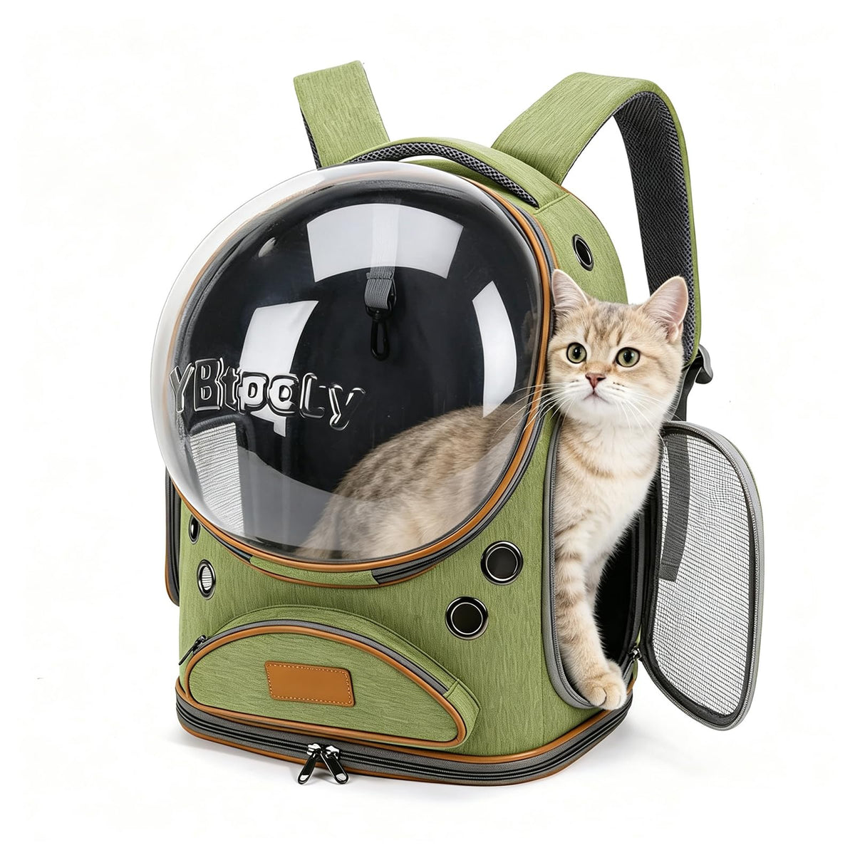 RuiXiangTeng Cat Backpack Carrier, Breathable Cat Carrier Large Space Bubble Pet Backpack for Small Dog and Large cat up to 16lbs, Transparent & Foldable Pet Carrier for Travel Hiking (Grey)