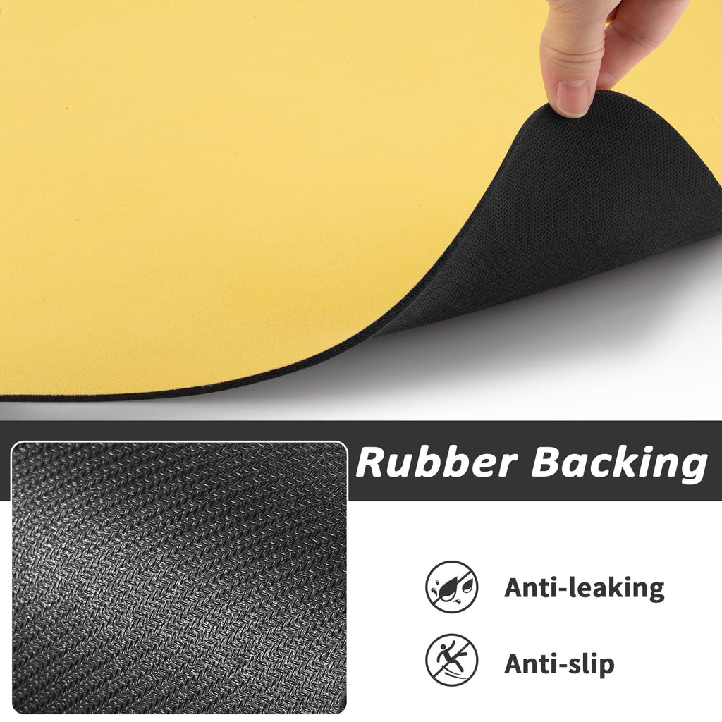 HotLive Dog Food Mat - Absorbent Cat Mat for Food and Water, No Stains Pet Feeding Bowl Mat, Easy to Clean Pet Placemats, Quick Dry Dog Water Dispenser Mat for Messy Drinkers | Paw Yellow 18"x 28"