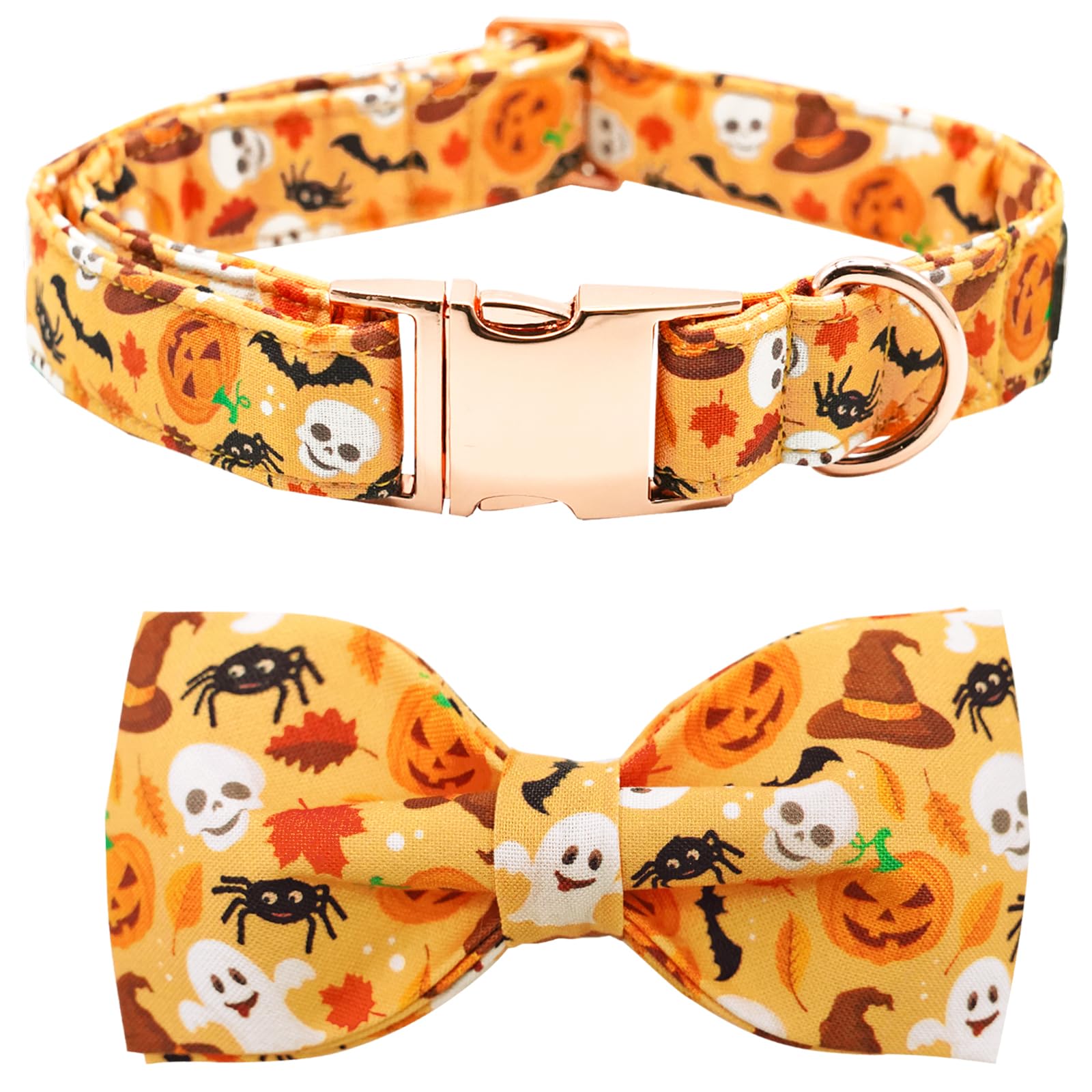 Bobo Rainbow Halloween Dog Collar, Pet Collar Bow Fall Pet Collar Girl Boy Holiday Pet Collars Gift Bow Cute Soft Puppy Collars for Large Dogs