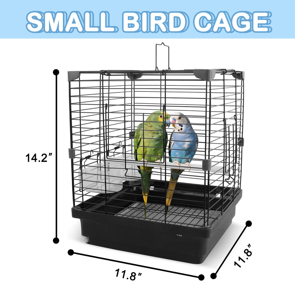 Small Bird Cage for Travel, Parrot Carrier with Handle 12"L x 12"W x 14.6"H