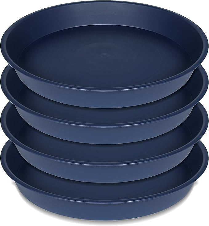 Bleuhome 6 Pack of 6 inch Plant Saucer Drainage Tray, 4 5 7 8 10 12 13 15 17 19 inch Plastic Plant Water Tray, Flower Saucers for Indoors, Plant Dishes for Pots Base (6 inch — 14" (4 pack)