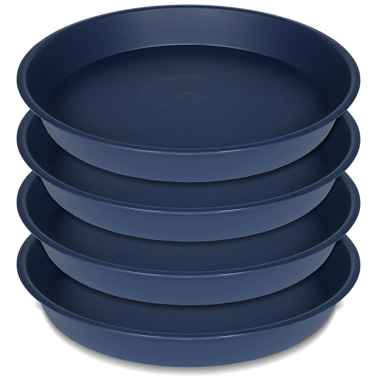Bleuhome 4 Pack of 14 inch Plant Saucer, Heavy Duty Plant Saucer 14 inch Round, Plastic Plant Water Tray for Pots, Plant Saucers for Indoors, Bird Bath Bowls, Pot Trays for Planter 12"/13"/14" (Black)
