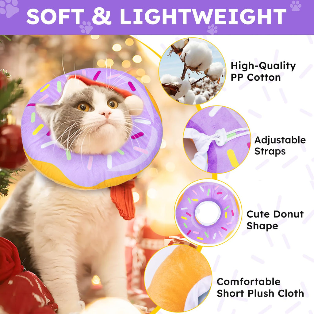 Hpetppy Cat Cone Collar Soft, Cat Recovery Collar for Wound Healing Cute Donut Adjustable Kittens Cones to Stop Licking Comfortable Lightweight Neck Elizabethan Collars for Cats Kittens After Surgery