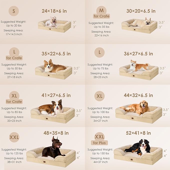 EHEYCIGA Orthopedic Dog Bed Medium Size Dog, Waterproof Washable Pet Beds