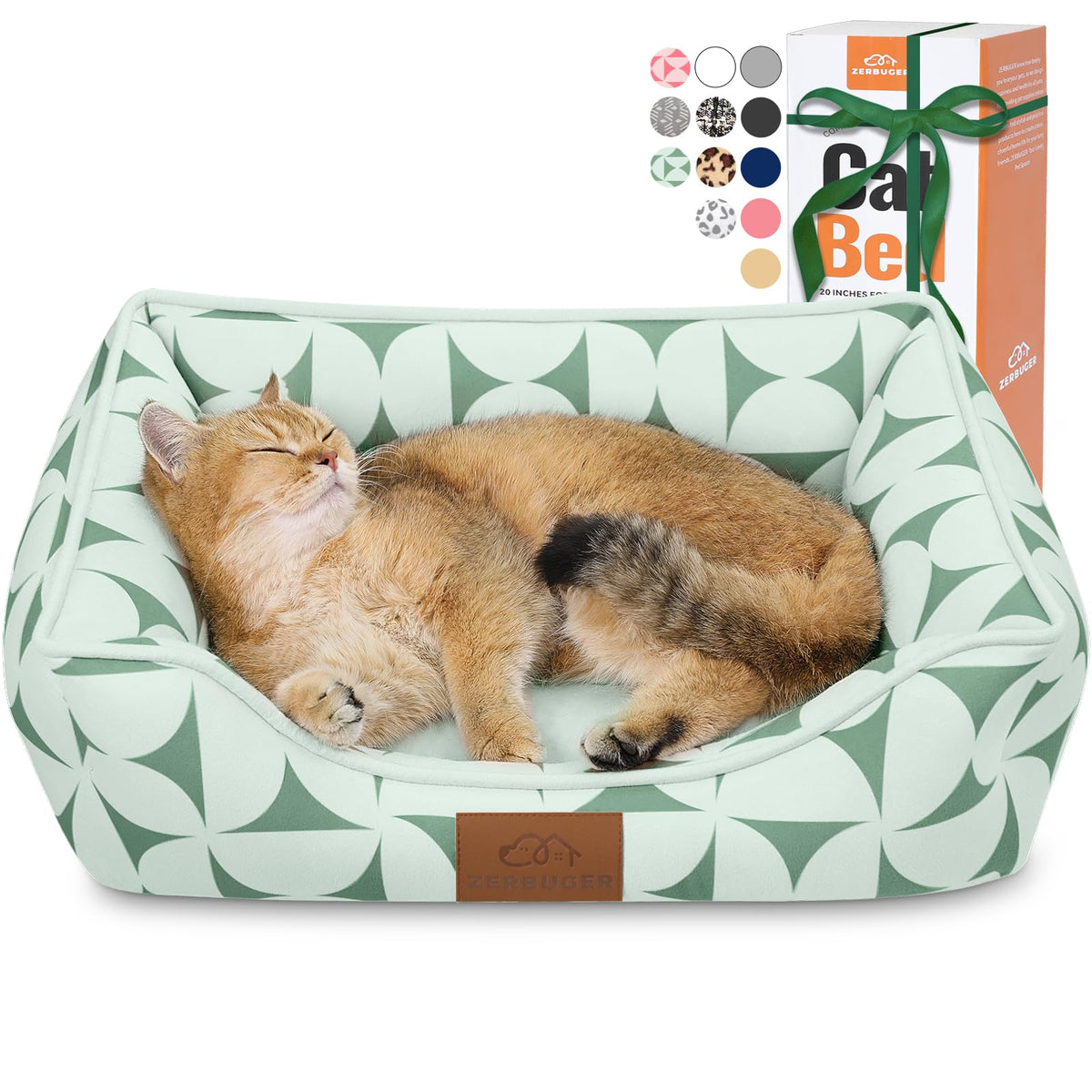 Zerbuger 25in Pink Pattern Rectangle Cat Dog Bed Machine Washable Sofa