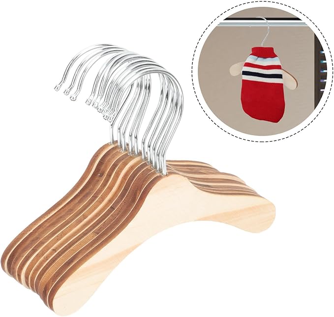 GLSTOY Wooden Dog Clothes Hangers 8.66 Inch Small Pet Apparel Hangers Wear-Resistant Household Dog and Cat Clothes Storage Accessory