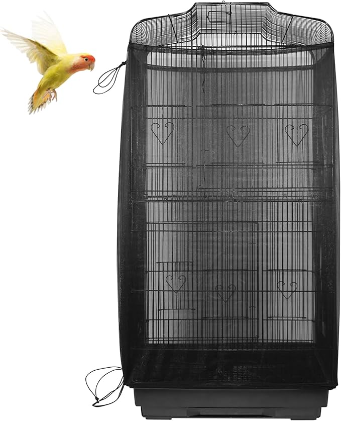 Large Bird Cage Seed Catcher Skirt, Parrot Parakeet Macaw Cover Black