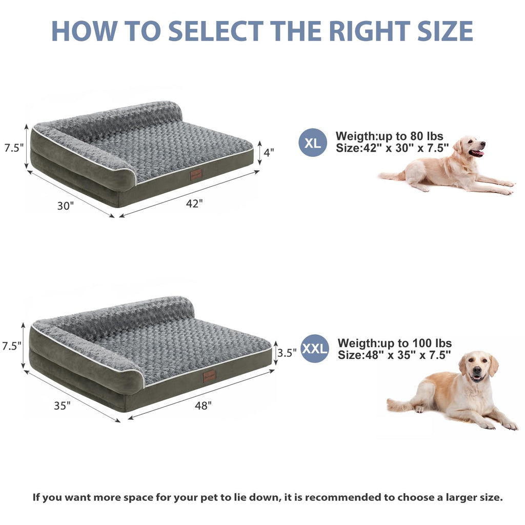 BFPETHOME Orthopedic Washable Dog Bed, Sleeping Couch for Large Senior Dogs