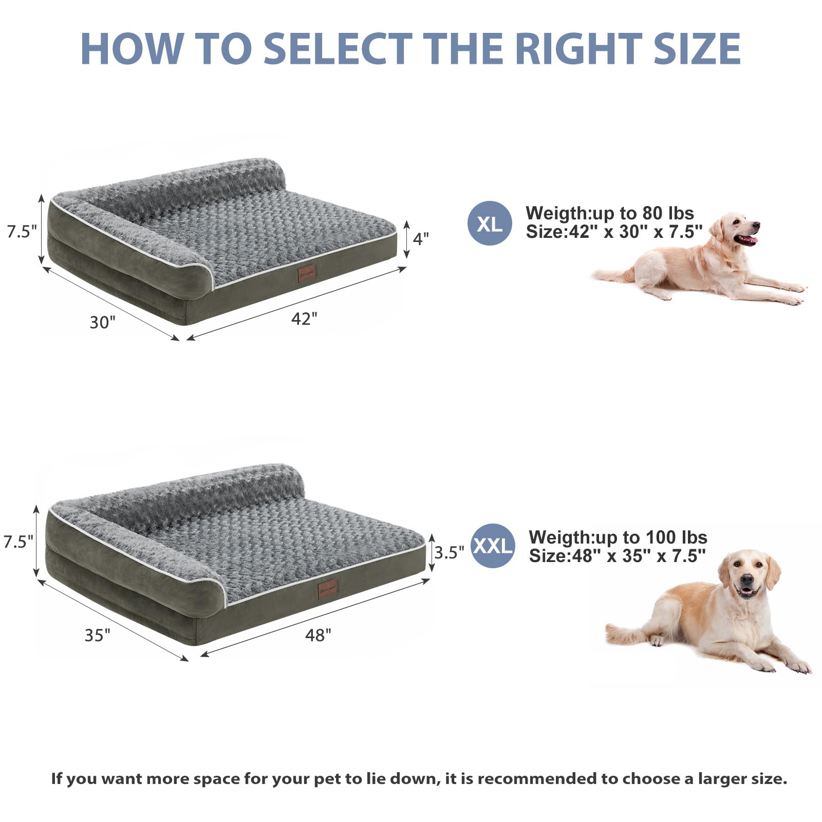 BFPETHOME Orthopedic Washable Dog Bed, Sleeping Couch for Large Senior Dogs