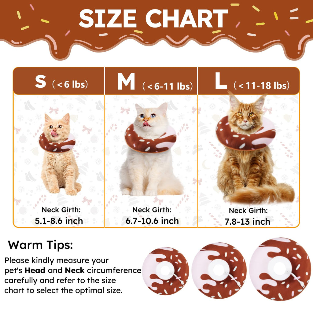 Hpetppy Cat Cone Collar Soft, Cat Recovery Collar for Wound Healing Cute Donut Adjustable Kitten Cones to Stop Licking Comfortable Lightweight Neck Elizabethan Collars for Cats Kittens After Surgery