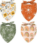 Whaline 4 Pcs Boho Pet Bandanas, Daisy Rainbow Floral Flower