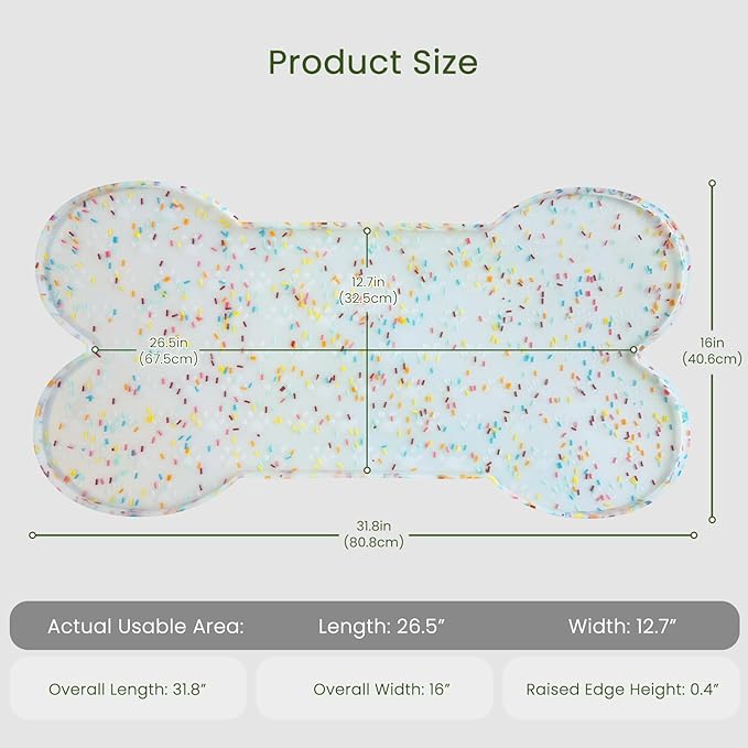 PWTAA Dog Food Mat Anti-Slip Silicone Dog Bowl Mat Thicker Pet Placemat Waterproof Cat Feeder Pad with Raised Edge Puppy Kitten Feeding Mats Suitable Small Medium-Sized Dogs Cats Eating Tray