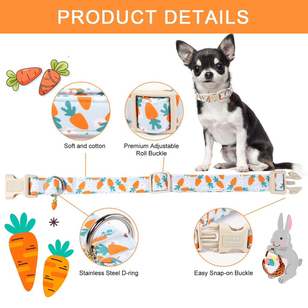 Unique style paws Dog Collar Plastic Buckle with Pendant Puppy Collar for Easter Flower Carrot for Small Medium Large Boys Girls Dogs