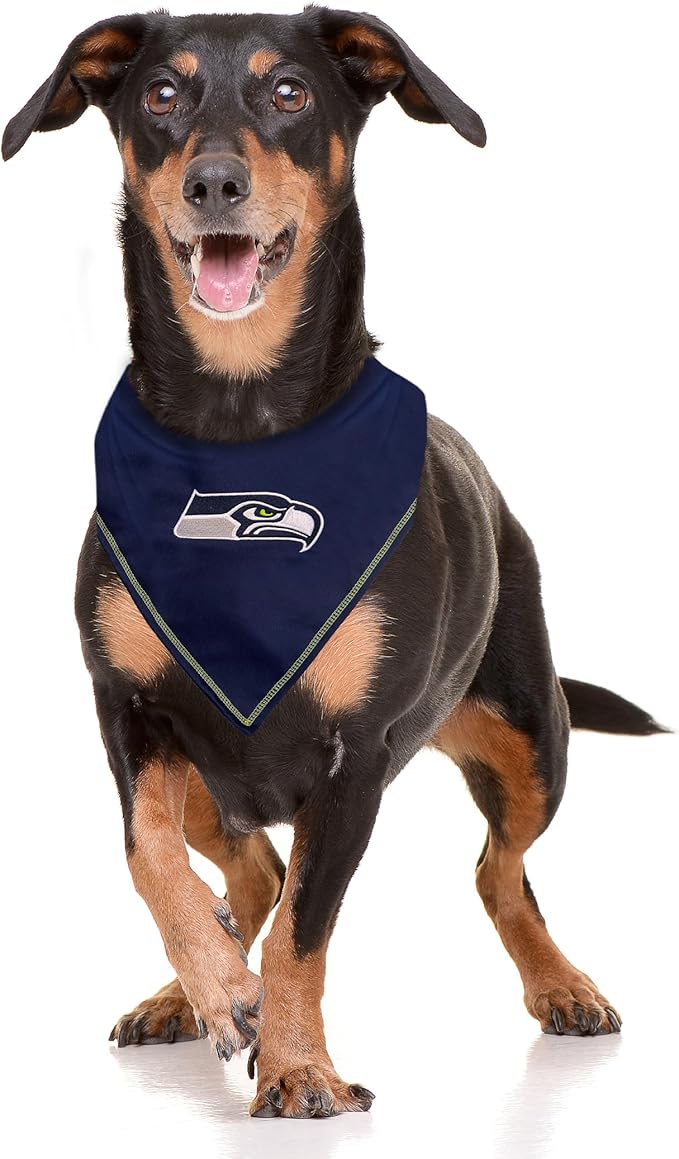 NFL Seattle Seahawks TIE Bandana, Small/Medium. Dog Bandana Scarf Bib for Pet Cat Dog. The Ultimate Game-Day, Party Bandana