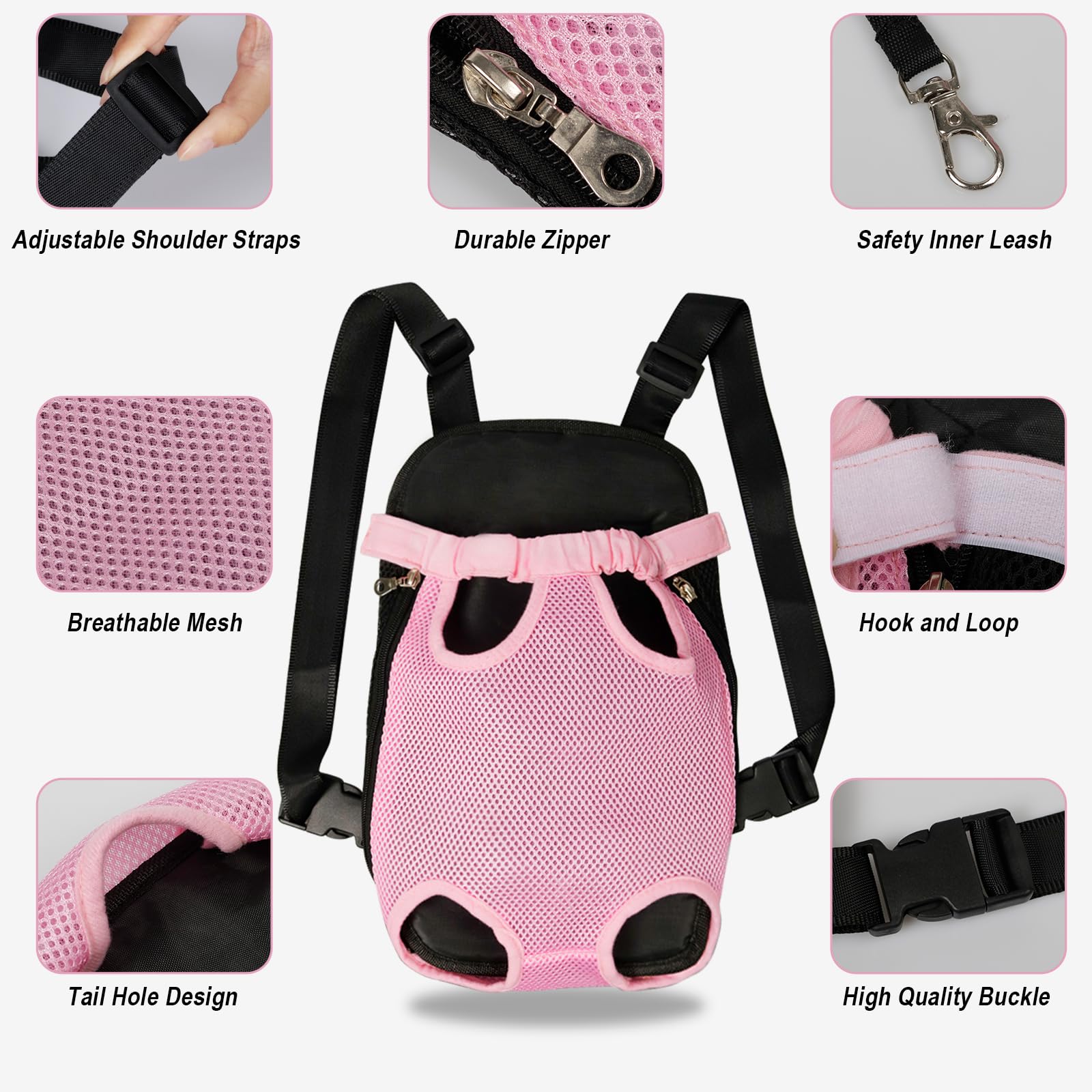 FEimaX Dog Carrier Backpack Pet Legs Out Front Cat Travel Bag, Adjustable Puppy Backpacks Carriers Hands-Free for Small Medium Dogs Cats Hiking Traveling Camping Daily Walking