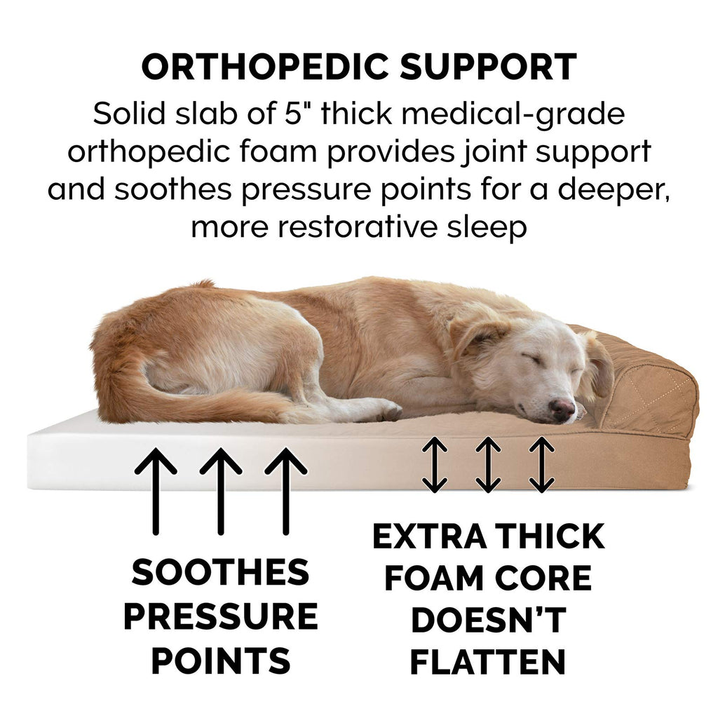 Furhaven Orthopedic Dog Bed for Large Dogs w/ Removable Bolsters & Washable Cover, For Dogs Up to 125 lbs - Quilted Sofa - Toasted Brown, Jumbo Plus/XXL