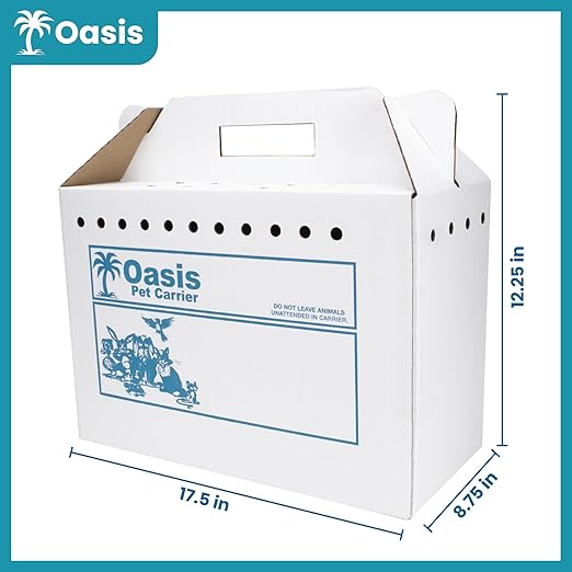 Disposable Cardboard Pet Carrier 12/Case | Sturdy Corrugated Cardboard Carrier | 17.5" L x 12.25" H x 8.75" W