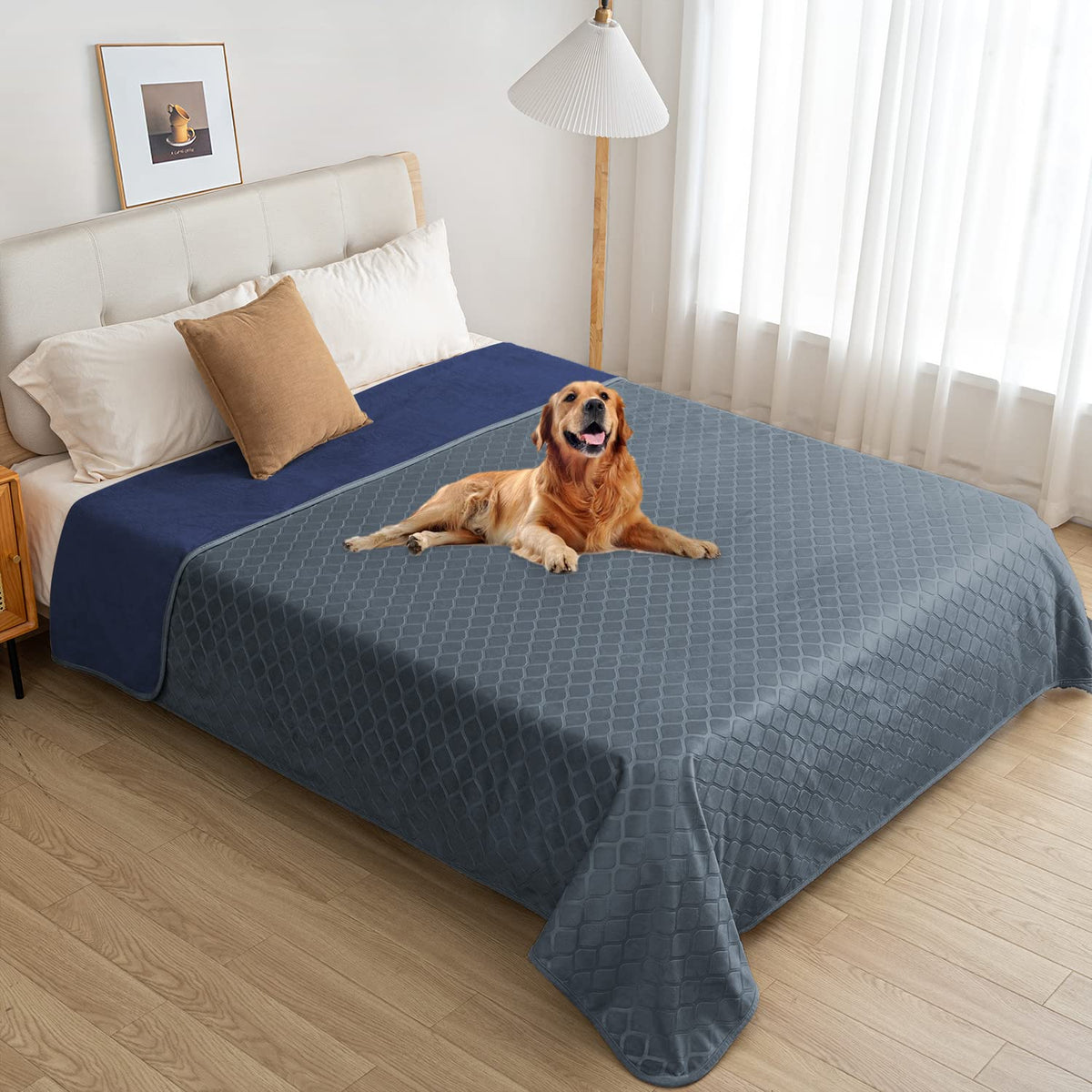 Waterproof Dog Blanket, Soft Reversible Throw for Couch & Bed Protection