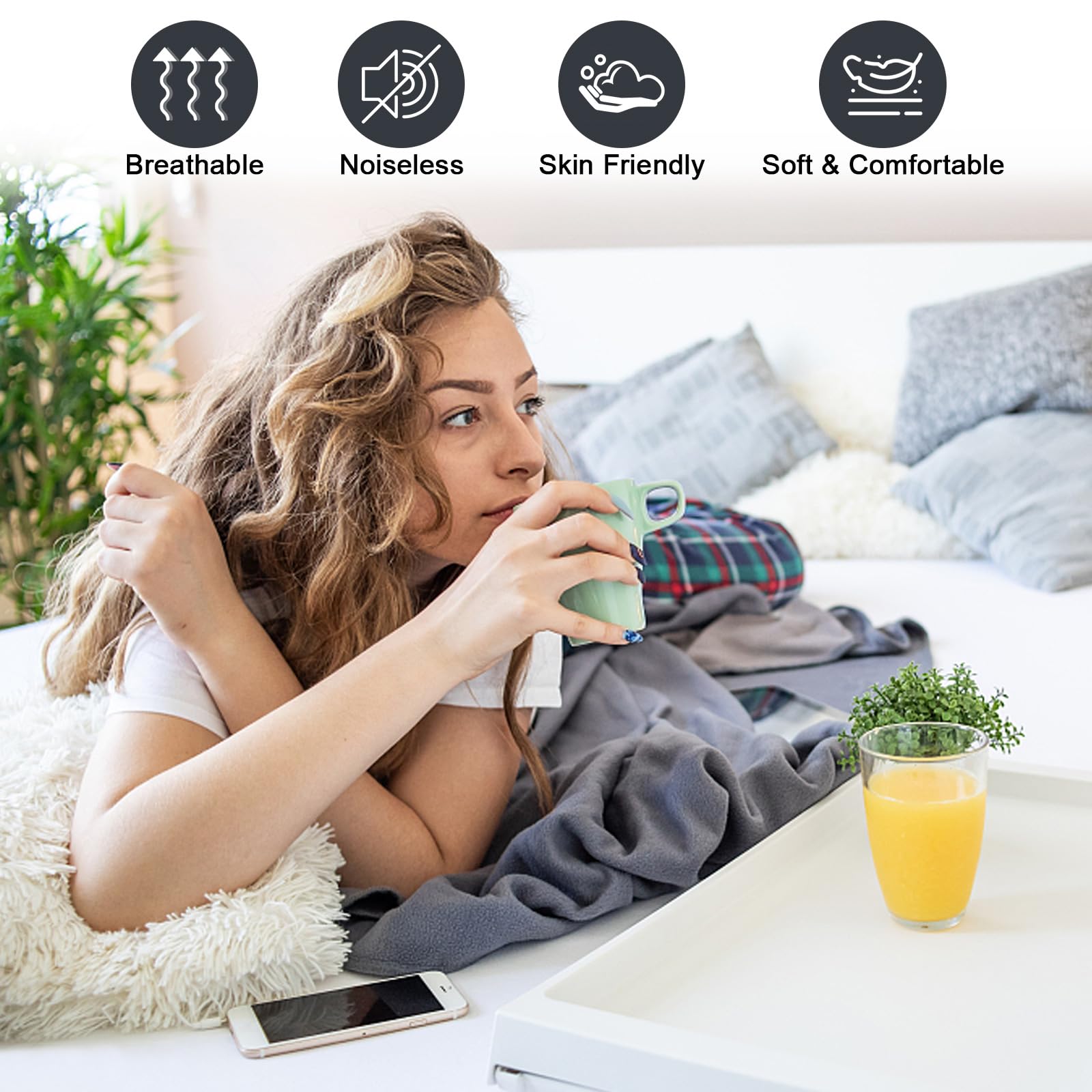 Waterproof Mattress Protector Queen, Fitted Sheet Style Breathable Mattress Cover with Deep Pocket Fits Up to 18'', Machine Washable Noiseless Bed Cover for Kids Adults Pets (Dark Gray, 60'' X 80'')