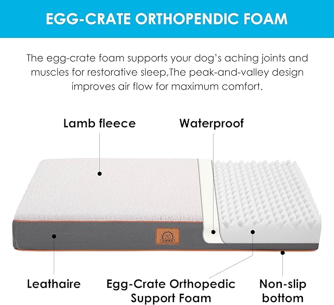 Sunheir Orthopedic Dog Beds Large Sized Dog, Big Waterproof Dog Crate Pad