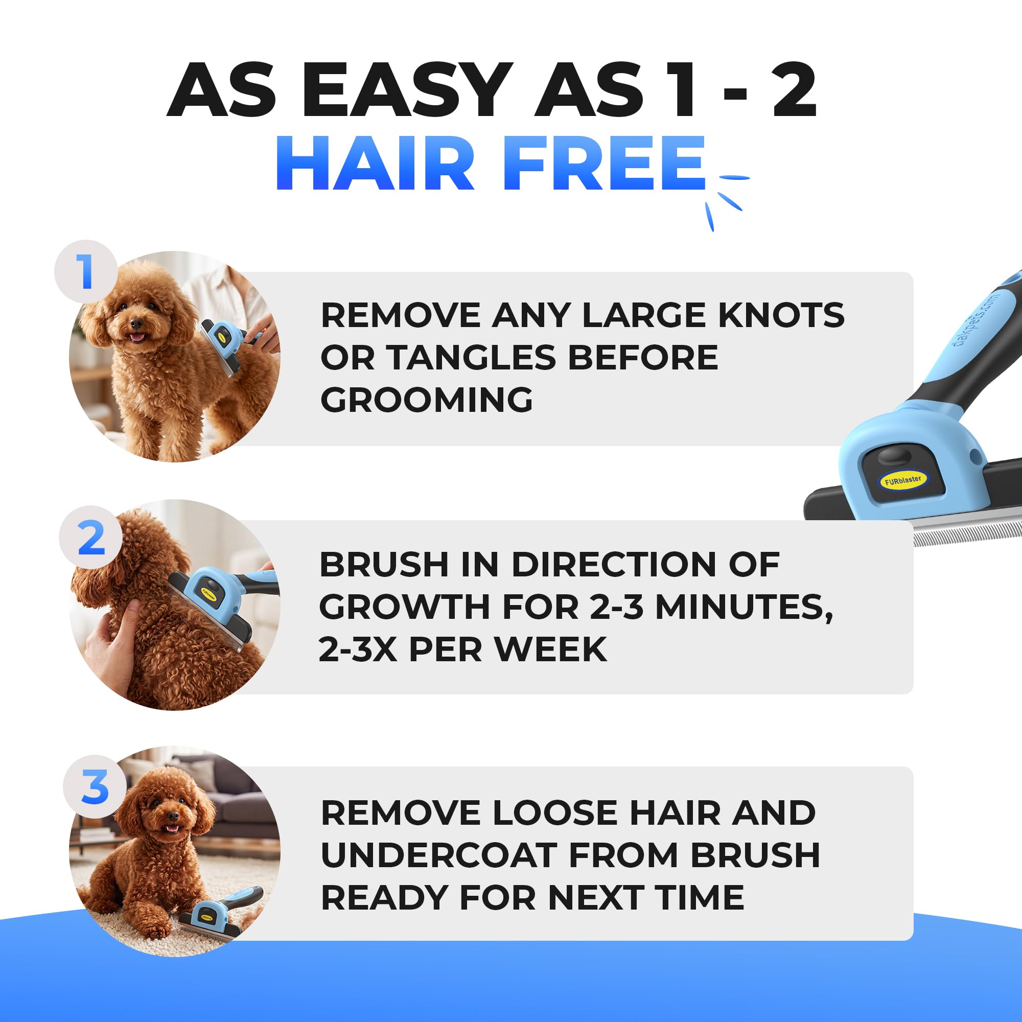 DakPets Dog Brush for Shedding – Stainless Steel Deshedding Dog Brush, Dog Grooming Brush & Deshadding Tool for Dogs & Cats, Remove Undercoat Hair for Short & Long Haired Dogs & Cats
