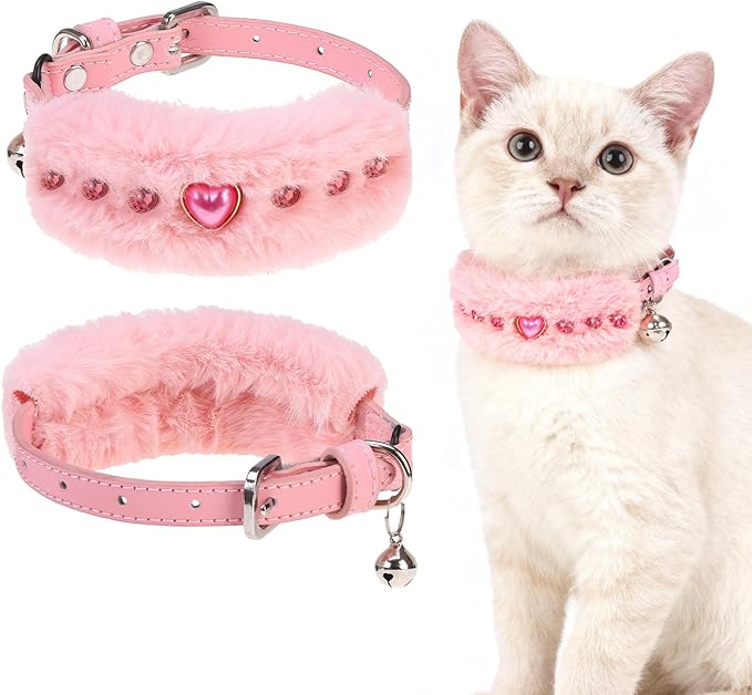 EXPAWLORER Leather Cat Collar for Girl Boy Cats