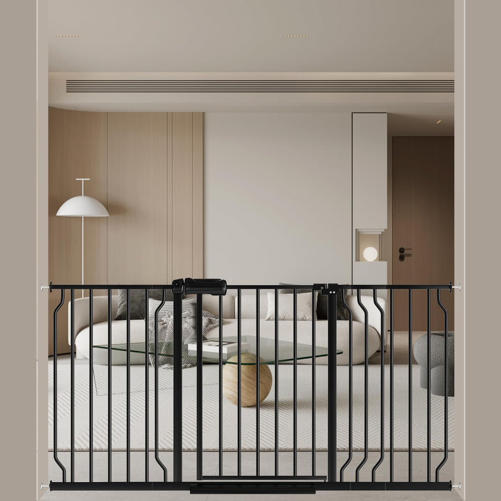 WAOWAO 52.76-62.2" Extra Wide Baby Gate Pressure Mounted 30" Tall Black