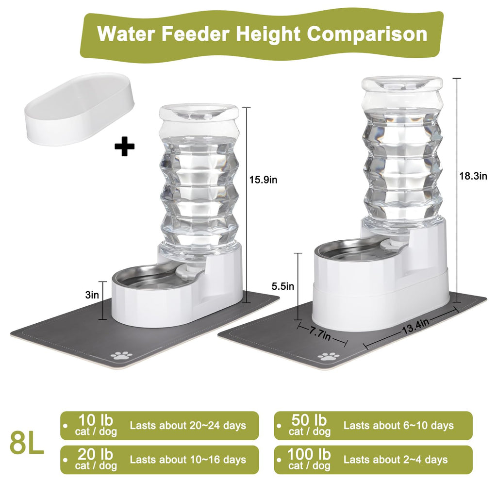 RIZZARI 8L Elevated Dog Water Dispenser: Senior Pets Filtered Hydration