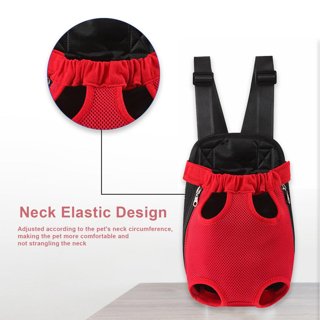 Dog Carrier Backpack, Adjustable Pet Front Carrier Backpack, Ventilated Pet Chest Carrier for Hiking Camping Travel, Sling Bag for Small Medium Dog Cat Rabbit Puppy (Red, XL)