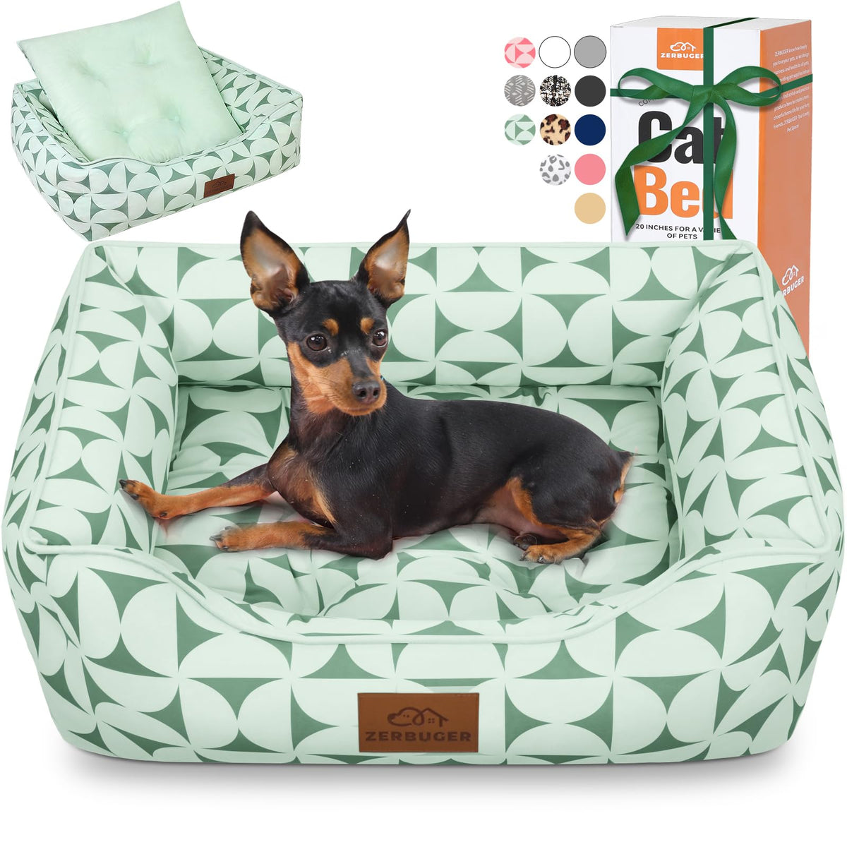 Zerbuger 25in Pink Pattern Rectangle Cat Dog Bed Machine Washable Sofa