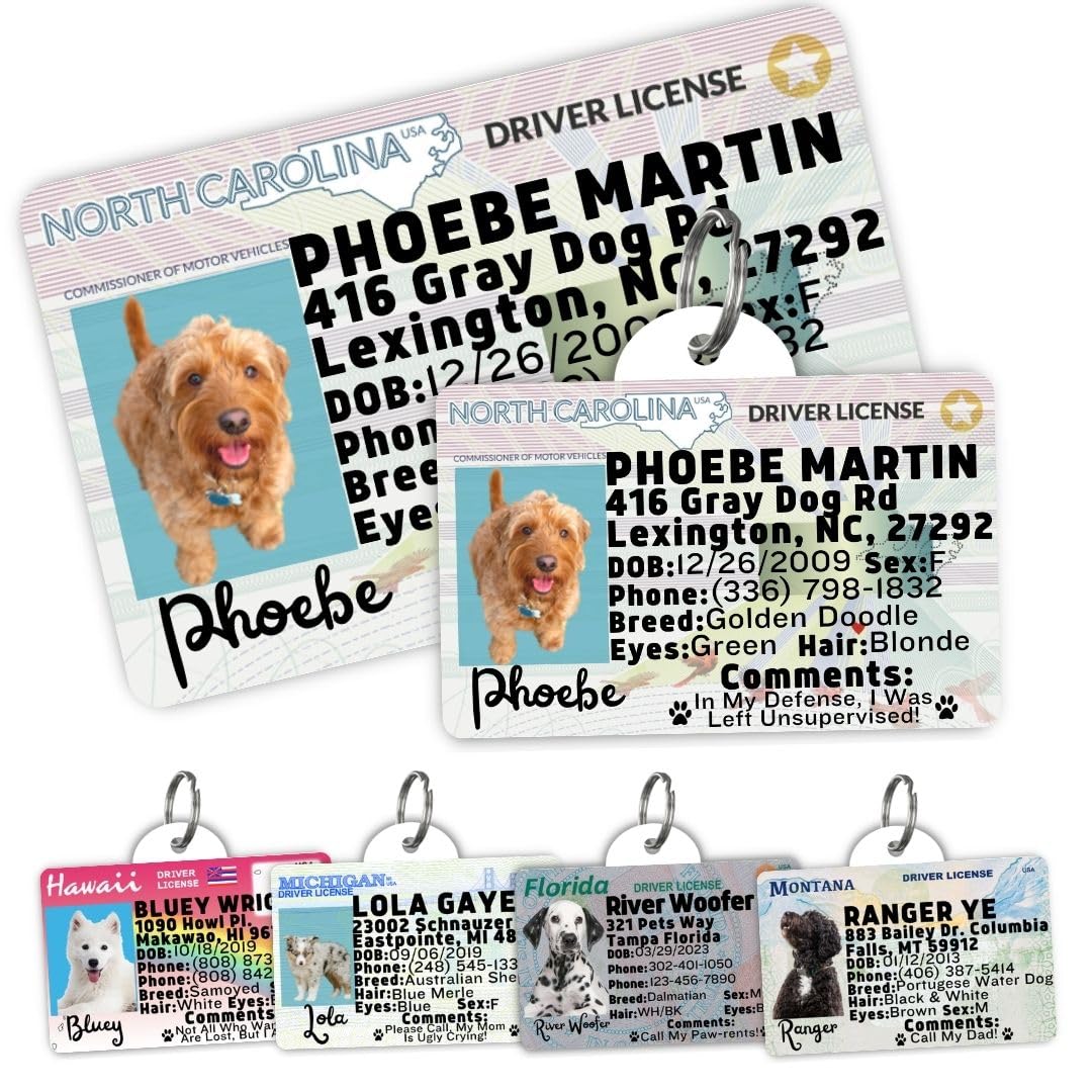 Dog Tags Personalized, Dog ID License Tag for Pets (Arizona, Wallet Card)