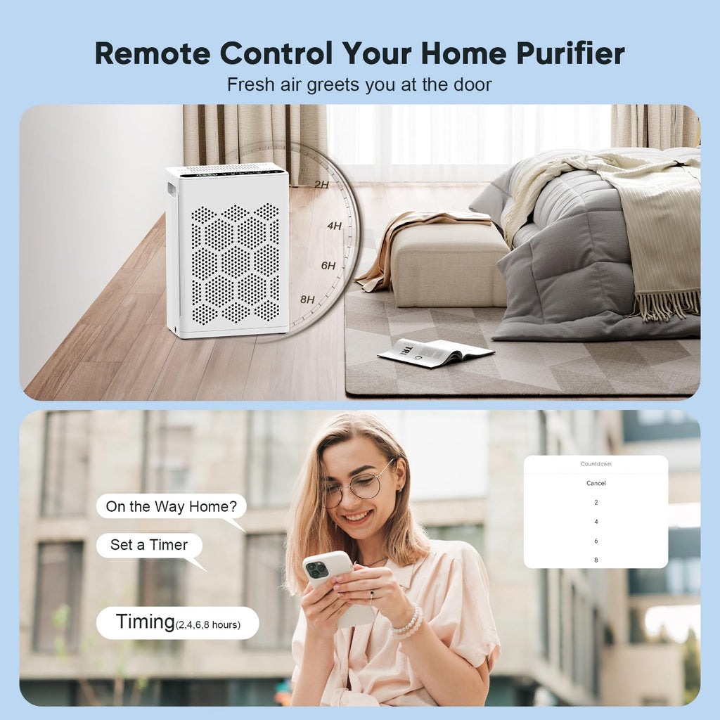 DAYETTE Air Purifiers for Home Large Room Up to 1800 Ft² with Fragrance, Smart WiFi Alexa Control,Auto Mode, HEPA 14 Air Purifier with Washable Prefilter for Bedroom, Dorm Room, Pets, Office