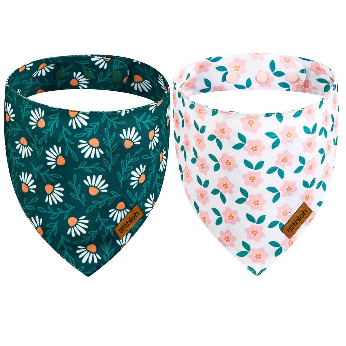 THLOH St. Patrick's Day Dog Bandanas with Snap Button, 2 Pack Reversible Shamrock Dog Scarf for Boy & Girl, Premium Durable Fabric, Gift for Dogs, Holiday Bandana for Medium and Large Dogs (Large)